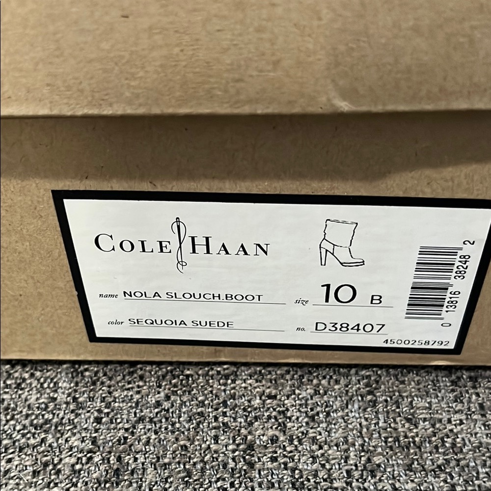 New WB Cole Haan Nola Slouch Brown Sequoia Suede Boots - Picture 12 of 15